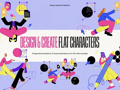 Design & Create Flat Characters branding creative design designer digital design flat flat design flat illustration graphic design illustration illustrations industrial design packaging design poster design print design product design social media design textile design ui webdesign