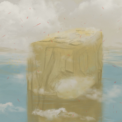 Cube clouds composition drawing dreams graphic design illustration photoshop