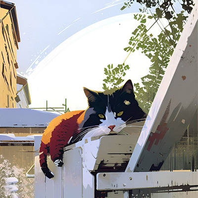 Cat on the fence illustration