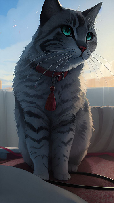 A cat with a collar illustration