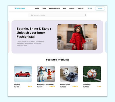 Ecommerce website with products for Kids (Light UI Design) branding graphic design kids light ui ui