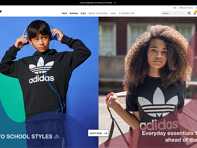 Adidas sport gear branding design redesign ui ux