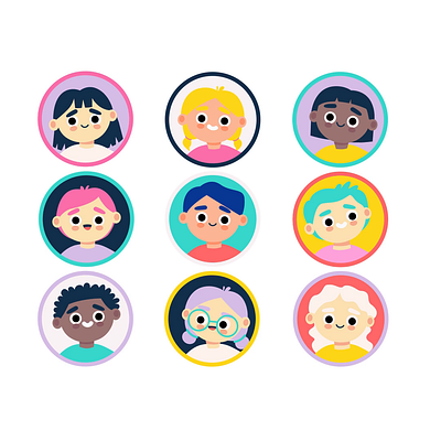 Kids 2d animation artistry avatar avatars boy cuties design faces flat girl illustration joy kids magic man motion stickers sweet woman