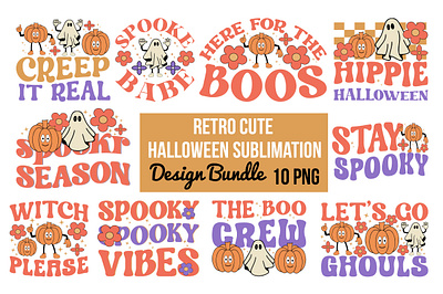 Retro Cute Halloween Sublimation Design animation branding design graphic design illustration logo motion graphics retro t shirt design vector