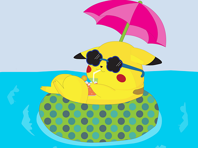 Poolside Pikachu knows how to keep it cool! 🍹☀️ art artfulsymphony artistryunleashed artlovers chilltime design dribbbleillustration graphic design illustration illustrator pikachu pikachuart pokemon poolsidevibes relax summerchill vector vectorart visualarts weekendvibes