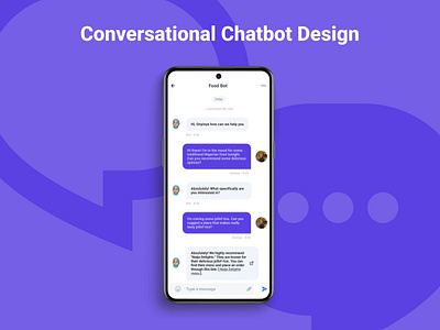 Conversational Chatbot Design ai chat bot food bot mobile app ui