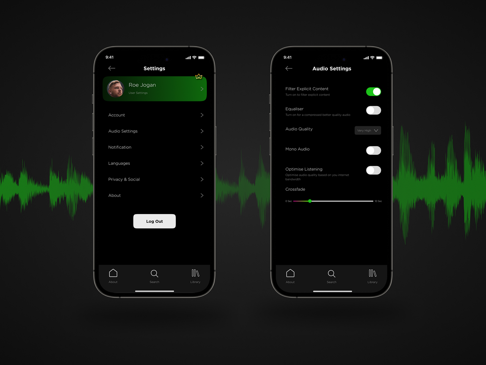 📱 Project Audio Streaming App Settings Page 🎵 by Yuvraj Singh Jadaun