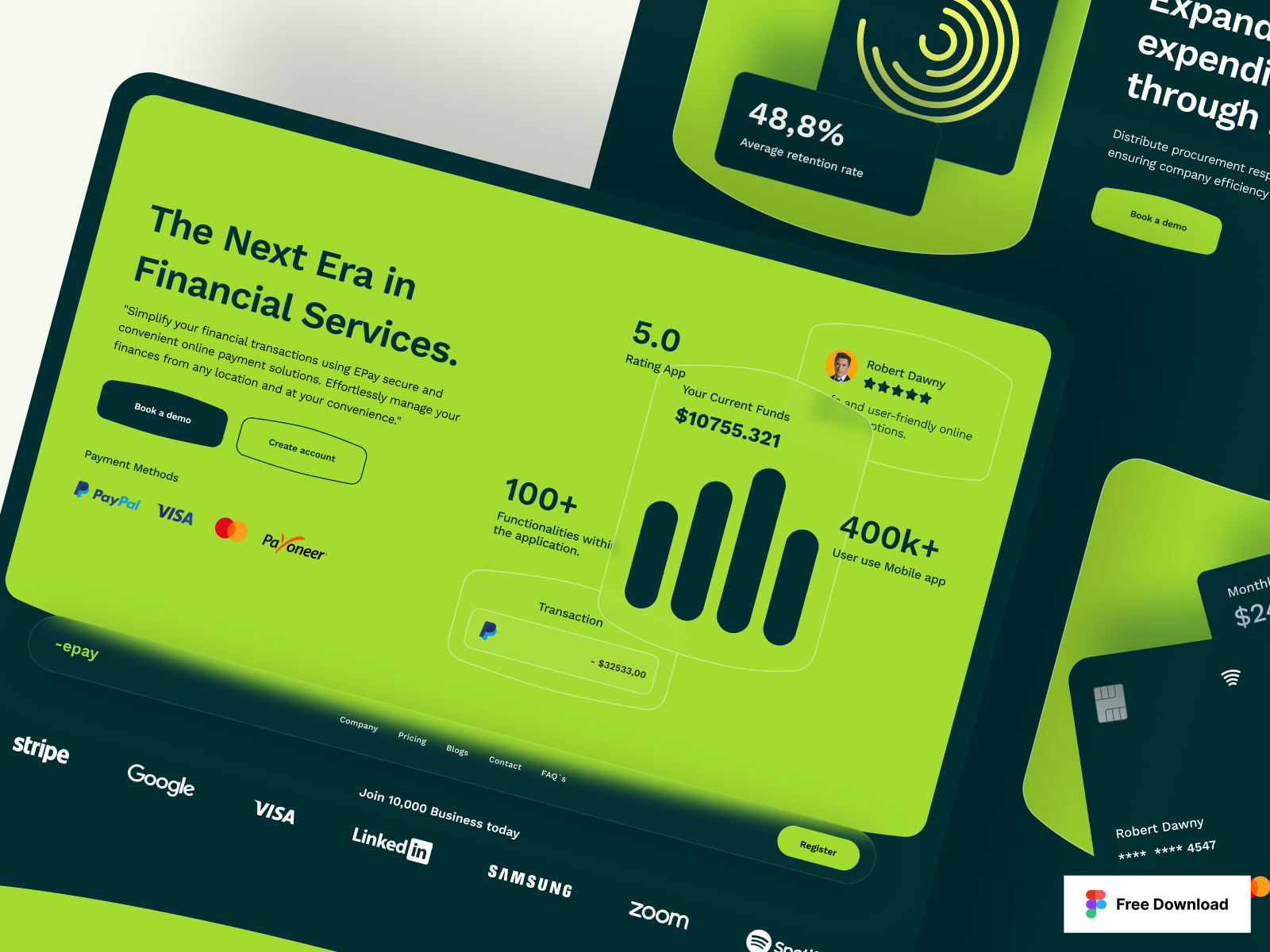 Fintech Website - Free UI Kit branding features finance financial fintech money money transfer saas landing page services software software landing page ui design uidesign uiux user user interface userinterface uxdesign webdesign