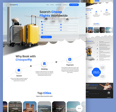 Online Flight Booking Landing Page colors creative figma flight booking graphic design landing page photoshop typography ui ui design uiux ux website design