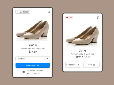Product cards for 'e-commerce' cards design ecommerce product shoes shopping ui
