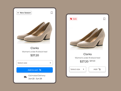 Product cards for 'e-commerce' cards design ecommerce product shoes shopping ui