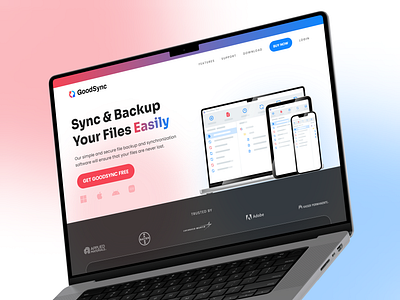 GoodSync Landing Page Redesign + Development cloud figma hero interface landing lottie sync ui webflow website