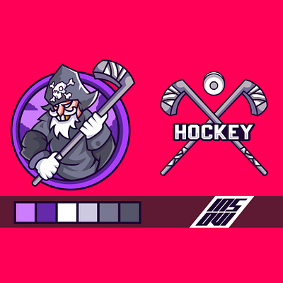 pirate x hockey branding cute design esportlogo graphic design hockey icon illustration logo logo creation logo creator motion graphics pirates ui