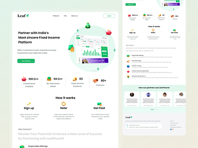 Leafround application dashboard earn invest investment landing page leafround partner safety secure ui uiux ux