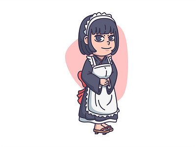 Japanese Maid character cute girl icon illustration maid mascot