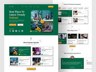 Podcast Website Landing Page business podcast design design agency itunes listening live podcasting live streaming online podcast podcast podcasting spotify streaming ui ui designer user interface design ux web design website landing page website podcast