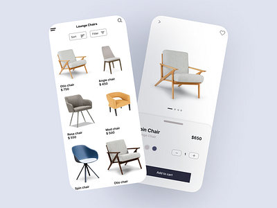 E- commerce Furniture App Design branding design graphic design illustration login screen logo mobile app typography ui vector