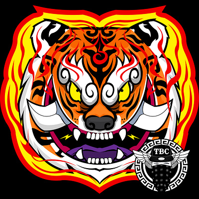 Fat Tiger head by TBC illustration logo logo design vector