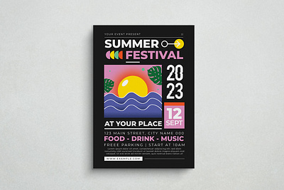 Summer Festival Flyer design festival flat design flyer graphic design mockup party season summer ui