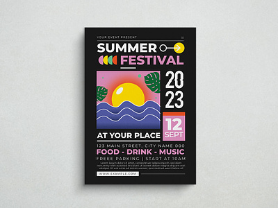 Summer Festival Flyer design festival flat design flyer graphic design mockup party season summer ui