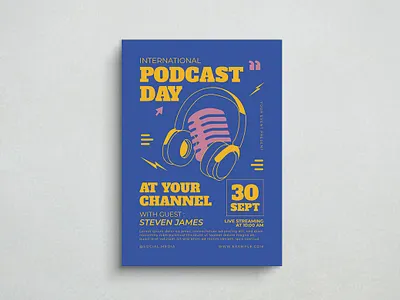 Podcast Day Flyer design flat design flyer graphic design illustration mockup poster template ui