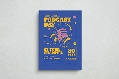 Podcast Day Flyer design flat design flyer graphic design illustration mockup poster template ui