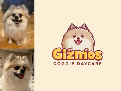 Doggie Daycare Logo adorable boarding brand branding cartoon character cute daycare dog doggie fun identity illustrative logo mascot peeking pet playful pomeranian tongue