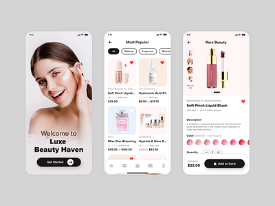 App for selling beauty products app appdesign beautyapp beautystore design onlinestore ui uiux ux