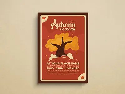 Autumn Festival Flyer autumn design fall festival flat design flyer graphic design illustration mockup poster ui