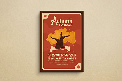 Autumn Festival Flyer autumn design fall festival flat design flyer graphic design illustration mockup poster ui