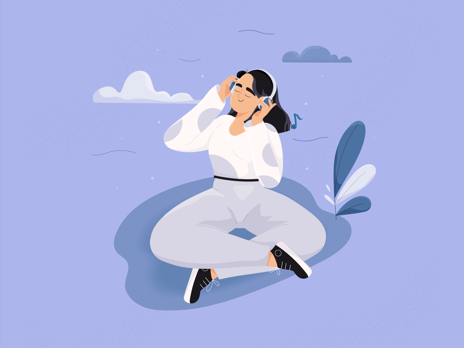 Move your body 💜 aftereffects animation beat character design characters dance girl headphones illustration lofi meditation motion design music purple simple soft summer vector woman work