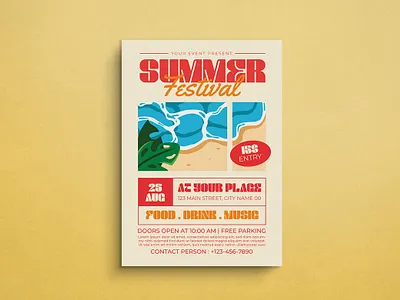 Summer Festival Flyer design flat design flyer graphic design illustration mockup summer ui