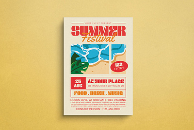 Summer Festival Flyer design flat design flyer graphic design illustration mockup summer ui