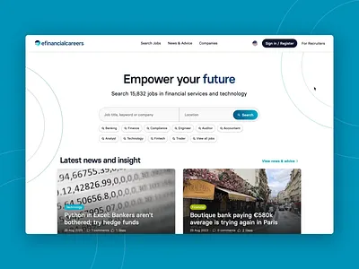 eFinancialCareers • Website interface ux ux design website