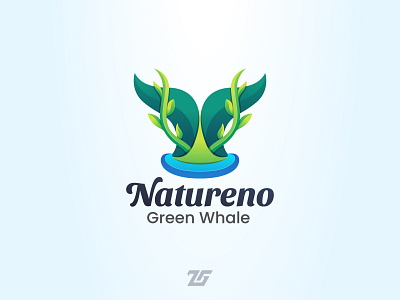 Natureno "Green Whale" 3d amazing logo animal art branding colorful creative design gradient logo graphic design green identity illustration logo logos modern nature ocean sea whale