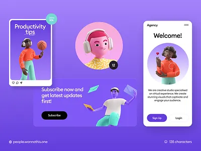 People 3d characters 3d 3d icon 3d illustration app blender character dashboard email illustrations mobile people post