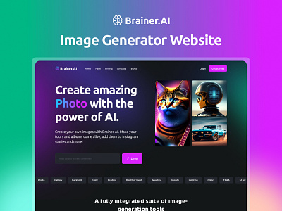 Brainer - Image Generator AI Website ai website image generator landing page ui design web template website design