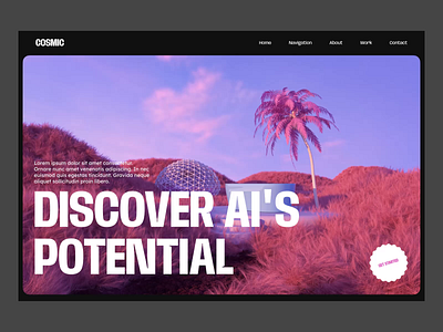 COSMIC. AI Image Generator Website(Animated Version) 3d ai ai generated animation artificial intelligent automated design eternal illustration image generation landing page ui web website
