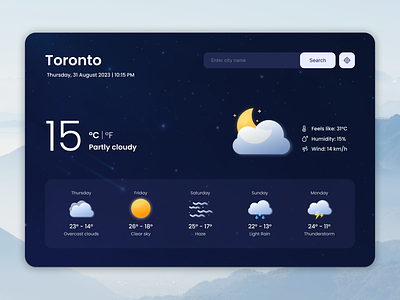 Vanilla Weather App figma graphic design ui ui design user experience user interface ux vs code weather weather app design