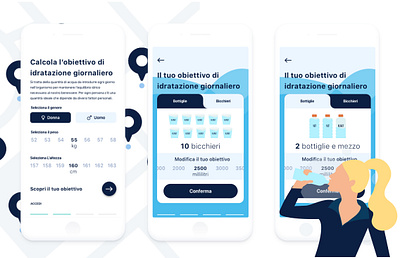 Design exploration for an app to keep the daily hydratation app illustration ui ux water web design