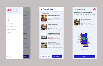 Furniture Return Mobile App UI branding mobile app mobile design ui mockup ui ux