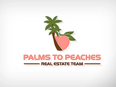 Palm to Peaches Real Estate Logo app branding design graphic design illustration logo typography ui ux vector