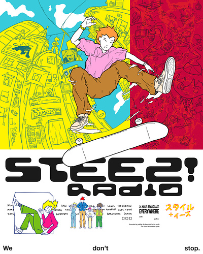 Steez! Radio art cartoon character comic drawing graffiti graphic design illustration layout design poster poster art vector