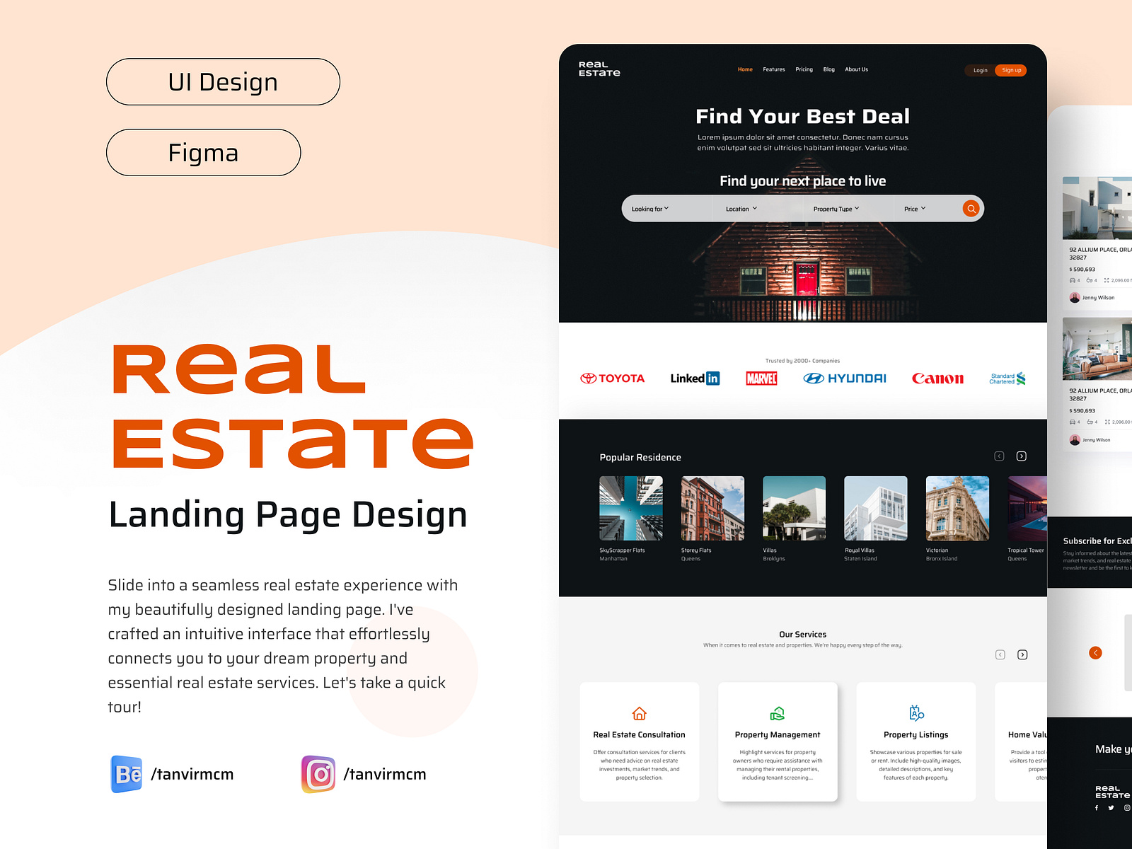 Real Estate Landing Page Design by Tanvir Ahmed on Dribbble