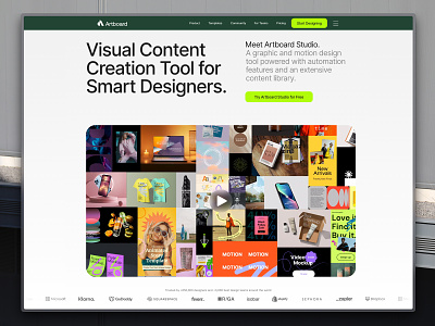 Artboard Studio Website New Landing Page Update artboard studio brand branding cards experience features font homepage illustration inspiration landing landing page section seo style typography ui ux web website