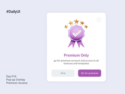 #DailyUI day 016 3d challenge dailyui pop up premium ui