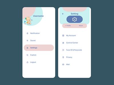 Settings android color scheme dailyui design inspiration dribble interaction design minimalistic mobile app mobile ui navigation nighat profile setting settings simple typography ui ui challenge ui design user interface visual design