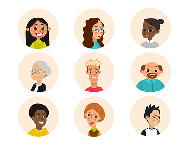 People 2d animation avatarharmony avatars design faces flat global identities illustration man motion people pixel stickers unity woman world