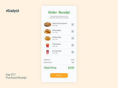 #DailyUI day 017 dailyui fastfood food price purchase receipt resturant ui