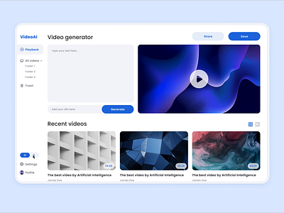 AI Video Generator Concept ai animation darkmode ui uiuxdesign video web